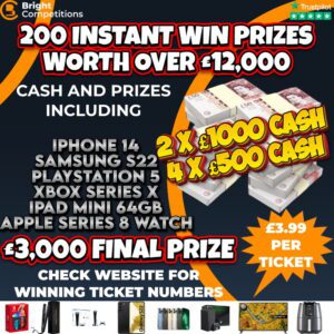 £15,000 CASH – £12,000 INSTANT WINS / £3,000 MAIN FINAL PRIZE – 200 INSTANT WIN PRIZES #7