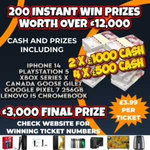£15,000 CASH – £12,000 INSTANT WINS / £3,000 MAIN FINAL PRIZE – 200 INSTANT WIN PRIZES #5