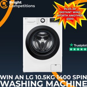 Win an LG 10.5 kg 1400 Spin Washing Machine + 20 Instant Wins Worth &pound;500