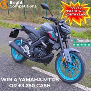 Win a Yamaha MT125 or £3250 + 50 Instant Cash Wins Worth £5000