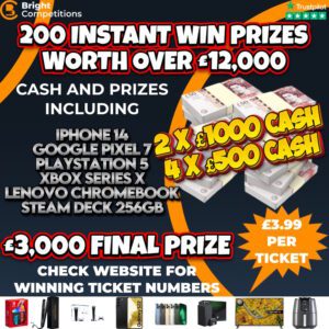 £15,000 CASH – £12,000 INSTANT WINS / £3,000 MAIN FINAL PRIZE – 200 INSTANT WIN PRIZES #14