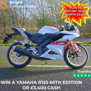 Win a Brand New Yamaha R125 60th Anniversary or £3400 + 50 Instant Cash Wins Worth £5000