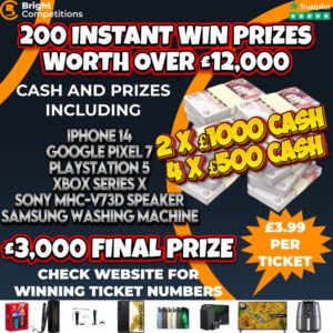 £15,000 CASH – £12,000 INSTANT WINS / £3,000 MAIN FINAL PRIZE – 200 INSTANT WIN PRIZES #15
