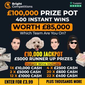 £100,000 ULTIMATE TEAM DRAW - £10,000 JACKPOT / 400 INSTANT WINS worth £85,000