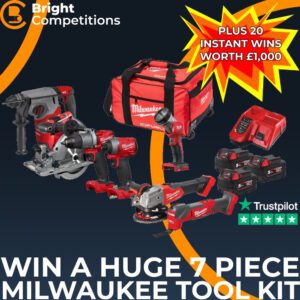 Win a Milwaukee Tool Bundle + 20 Instant Cash Wins Worth £1000