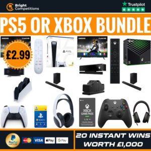 PlayStation 5 or Xbox Gaming Bundle + 20 Instant Cash Wins Worth £1000