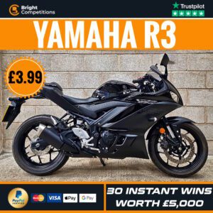 Yamaha R3 or £3000 Cash + 30 Instant Wins Worth £5000