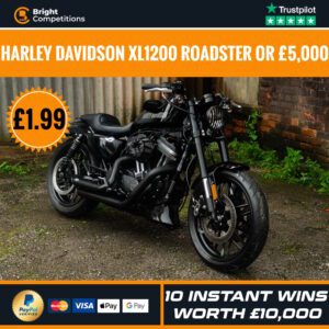 Harley Davidson XL1200 CX Roadster or £5,000 Cash + 10 Instant Wins of £1,000 Each