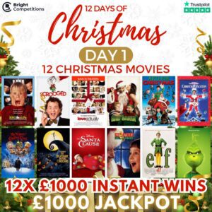 12 Comps of Christmas #1 - Christmas Movies - 1,000 Jackpot / 12x £1,000 Instant Wins