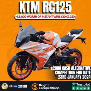 Brand New KTM RC125 or £2,000 Cash + 20x £250 Cash Instant Wins