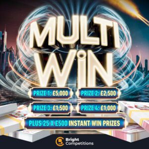 Multi Win - 4 Winners - £3,000, £2,500, £1,500, £1,000 & 25x £500 Instant Wins