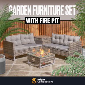 Rattan Garden Furniture Set with Firepit
