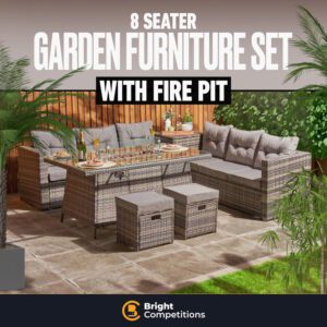 8 Seater Rattan Garden Furniture Set with Firepit