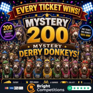 Mega Mystery Every Ticket Wins - (£12k Prizes) Derby Donkeys & £250 Main Prize