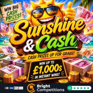 Sunshine & Cash – 1,269 Cash Instant Wins (Up to £5k) & £500 Jackpot