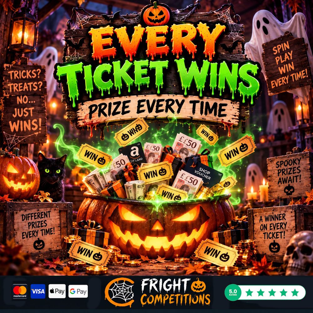 Halloween Every Ticket Wins – Prize Every Time & £250 Jackpot